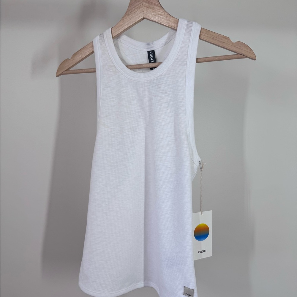 Vuori Sunrise High Neck White Tank Top